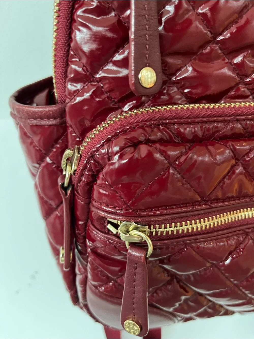 MZ Wallace Small Crosby Backpack in Cranberry Lacquer
